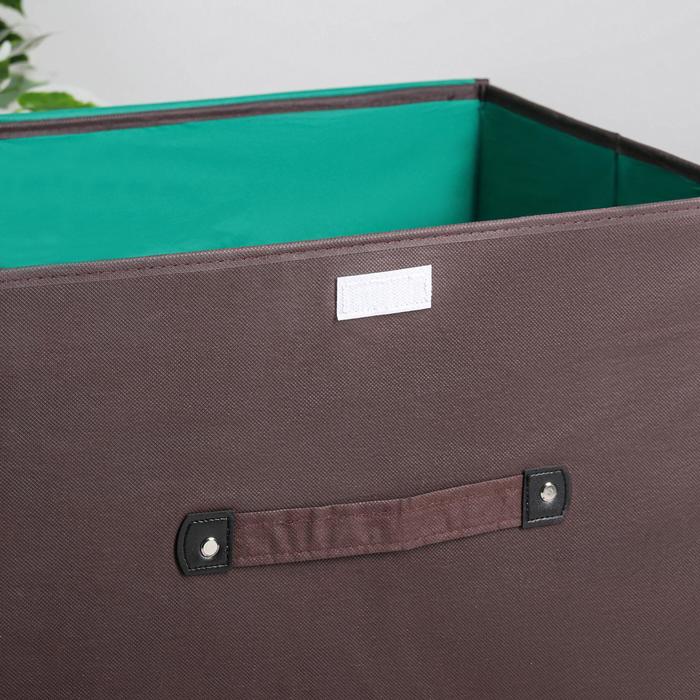 Короб для хранения с крышкой 47х31х30 см "Селика", цвет коричнево-зелёный