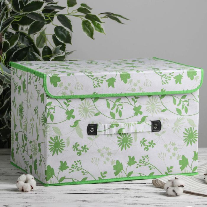 Короб для хранения с крышкой 47х31х30 см &quot;Листочки&quot;