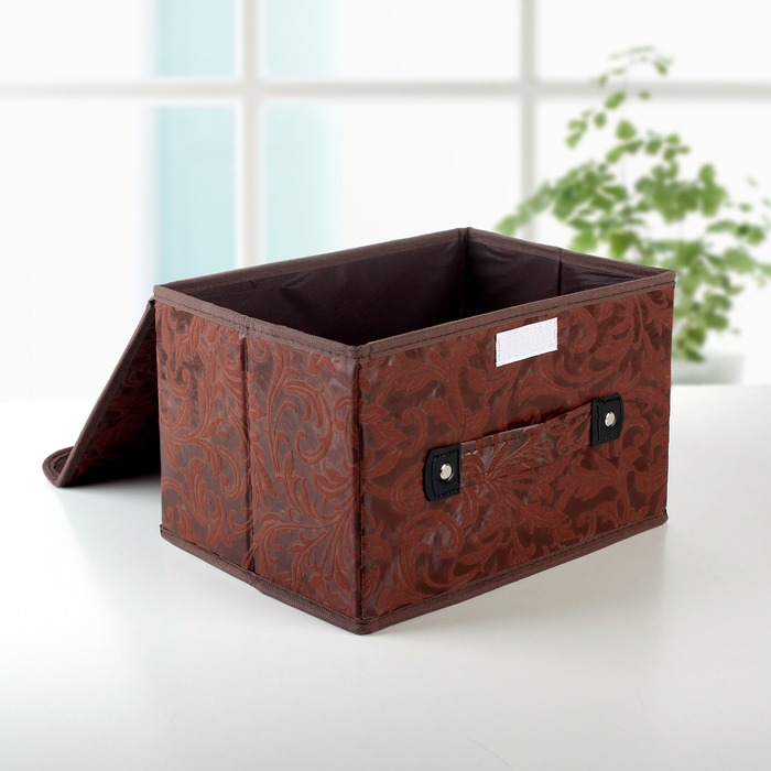 Короб для хранения с крышкой 27х20х16 см "Мотив", цвет коричневый