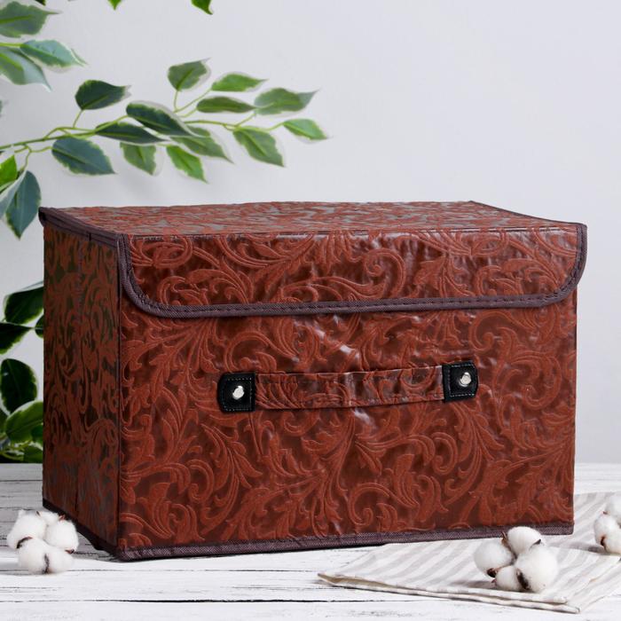 Короб для хранения с крышкой 38х25х25 см &quot;Мотив&quot;, цвет коричневый