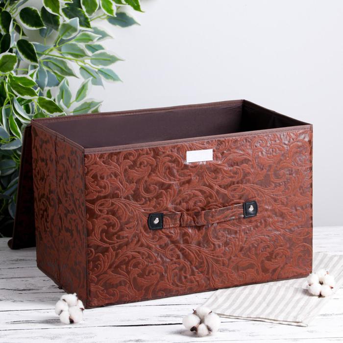 Короб для хранения с крышкой 47х31х30 см "Мотив", цвет коричневый