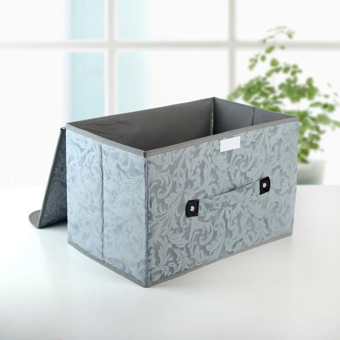 Короб для хранения с крышкой 38х25х25 см "Мотив", цвет серый