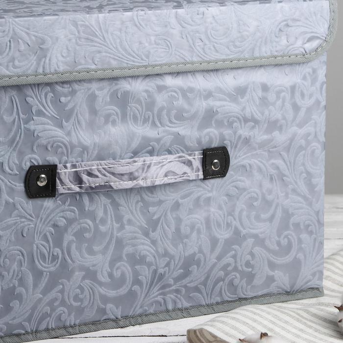 Короб для хранения с крышкой 47х31х30 см "Мотив", цвет серый