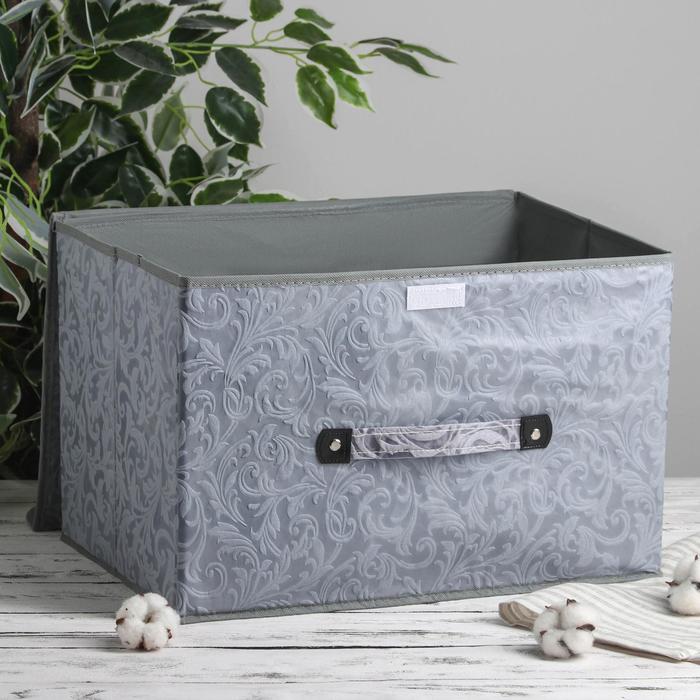 Короб для хранения с крышкой 47х31х30 см "Мотив", цвет серый