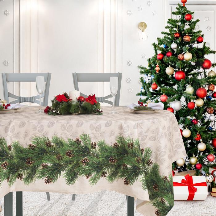 Скатерть "Этель" Еловые ветви 220х148 см, 100% хл, саржа 190 гр/м2