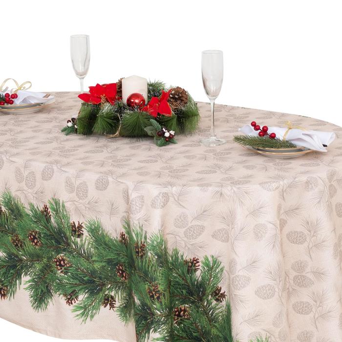 Скатерть "Этель" Еловые ветви 220х148 см, 100% хл, саржа 190 гр/м2