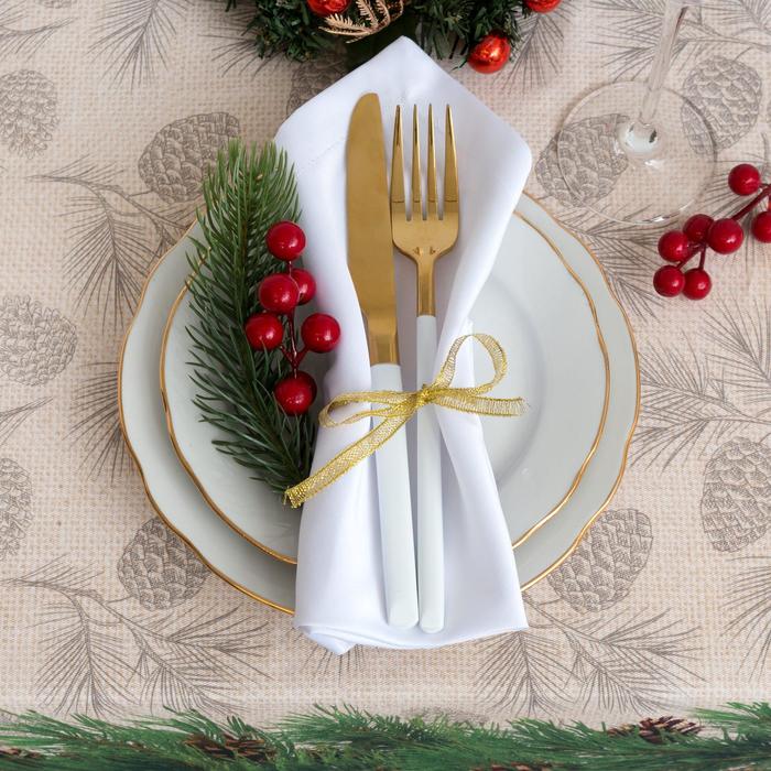 Скатерть "Этель" Еловые ветви 220х148 см, 100% хл, саржа 190 гр/м2