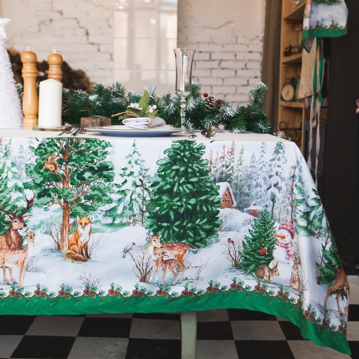Скатерть "Этель" Новогодний лес 180х148 см, 100% хл, саржа 190 гр/м2