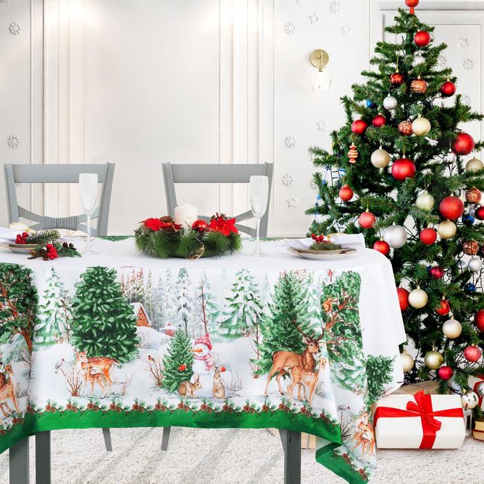Скатерть "Этель" Новогодний лес 220х148 см, 100% хл, саржа 190 гр/м2