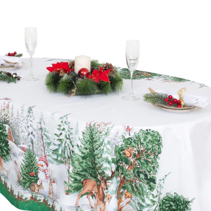 Скатерть "Этель" Новогодний лес 220х148 см, 100% хл, саржа 190 гр/м2