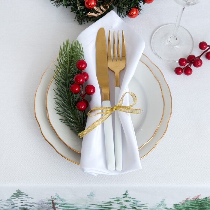 Скатерть "Этель" Новогодний лес 220х148 см, 100% хл, саржа 190 гр/м2