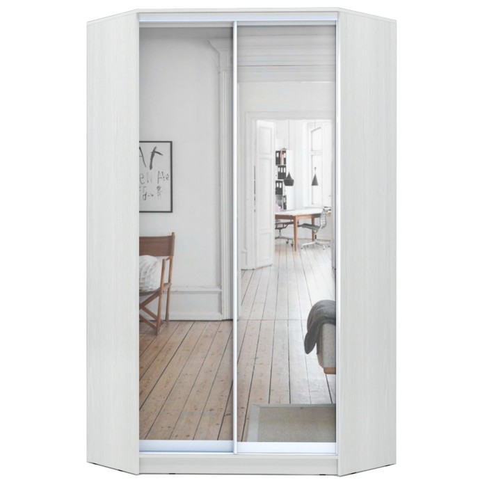 Угловой шкаф-купе Хит-У-23-4-55, 2300х1103х1103 зеркало Белый