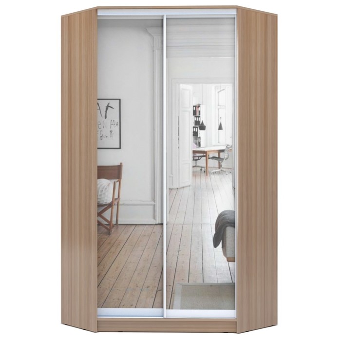 Угловой шкаф-купе Хит-У-23-4-55, 2300х1103х1103 зеркало Ясень шимо тёмный