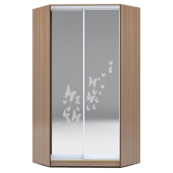 Угловой шкаф-купе Хит-У-23-4-66, 2300х1103х1103 Ясень шимо тёмный/Бабочки