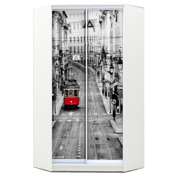 Угловой шкаф-купе Хит-У-23-4-77, 2300х1103х1103 Белый/Лондон