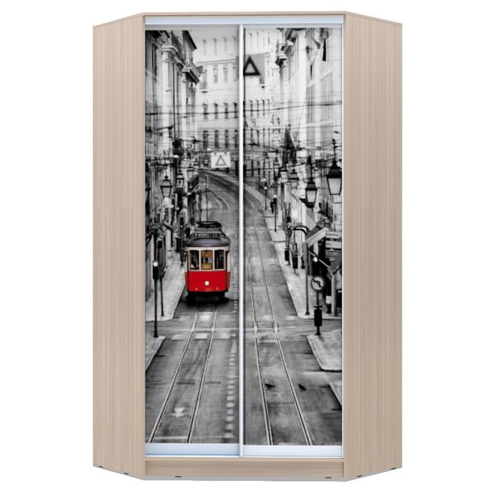 Угловой шкаф-купе Хит-У-23-4-77, 2300х1103х1103 Ясень шимо светлый/Лондон