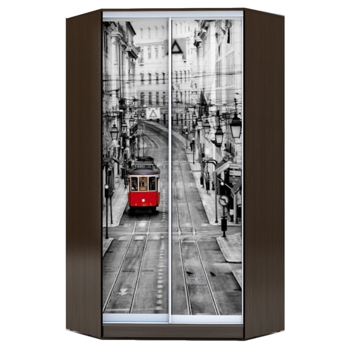 Угловой шкаф-купе Хит-У-23-4-77, 2300х1103х1103 Венге Магия/Лондон