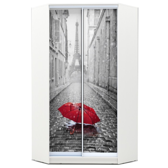 Угловой шкаф-купе Хит-У-23-4-77, 2300х1103х1103 Белый/Париж