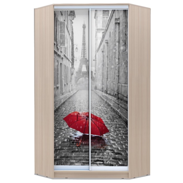 Угловой шкаф-купе Хит-У-23-4-77, 2300х1103х1103 Ясень шимо светлый/Париж