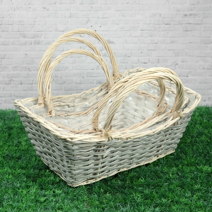 Набор корзин плетеных ива: 47х24H18/32, 42х20H16/30, 37х16H15/28, 3 шт