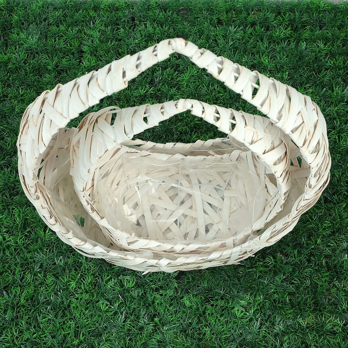 Набор корзин плетеных ива, металл: 33х19х10/H47; 27х13х10/H40, 2 шт