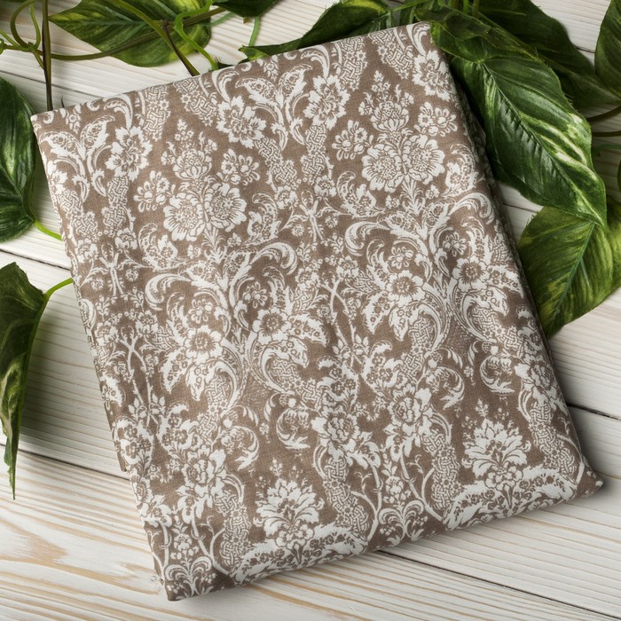 Наволочка, размер 40×60 см, дамаск кофе, бязь