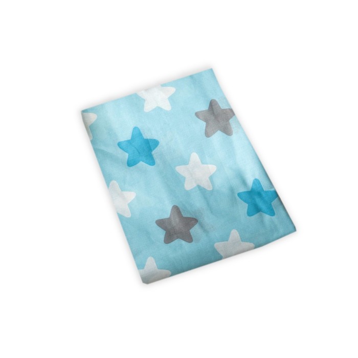 Простыня на резинке, размер 75×125×12 см, голубой, поплин