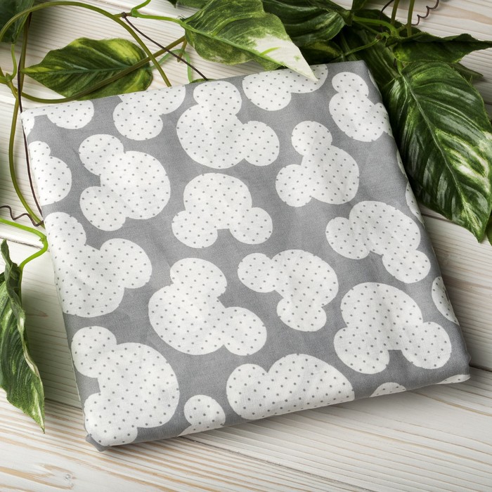 Простыня на резинке, размер 75×125×12 см, мышонок серый, бязь