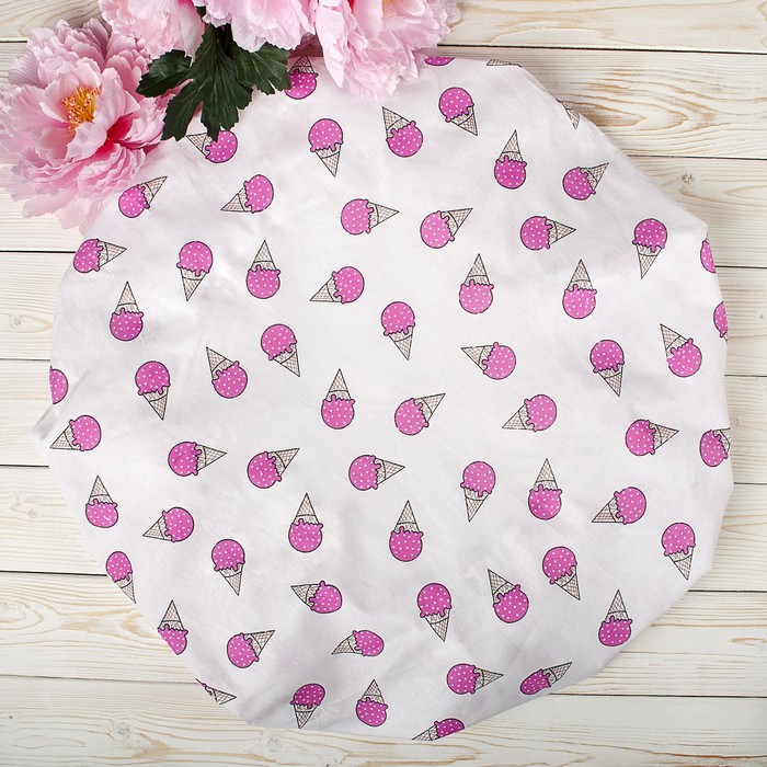 Простыня на резинке круглая, размер 75×75×12 см, мороженое фуксия, бязь