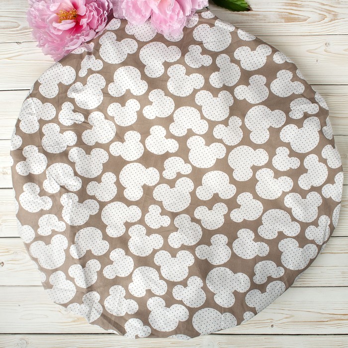 Простыня на резинке круглая, размер 75×75×12 см, мышонок кофе, бязь