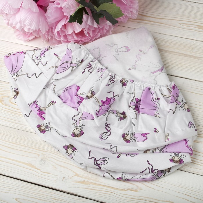 Простыня на резинке, размер 75×75×12 см, балерины, поплин