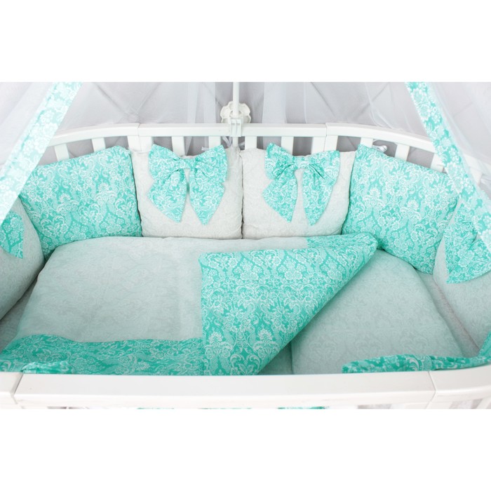 Комплект в кроватку Premium Элит, 18 предметов, бязь, мятный