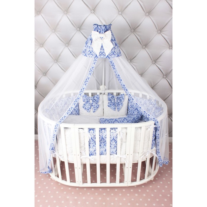 Комплект в кроватку Premium Элит, 18 предметов, бязь, синий