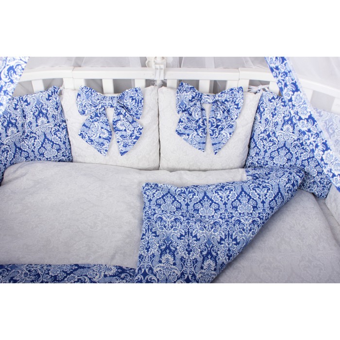 Комплект в кроватку Premium Элит, 18 предметов, бязь, синий