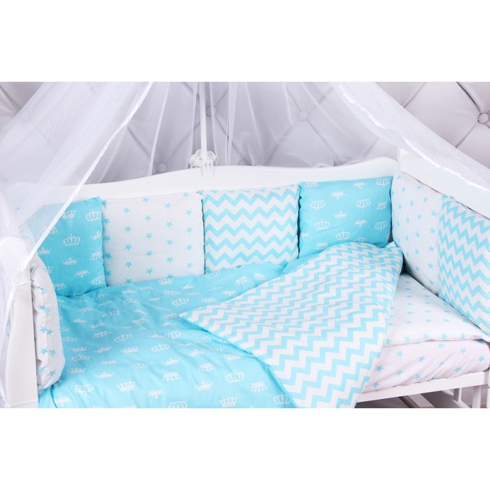 Комплект в кроватку Royal Baby, 18 предметов, бязь, бирюзовый