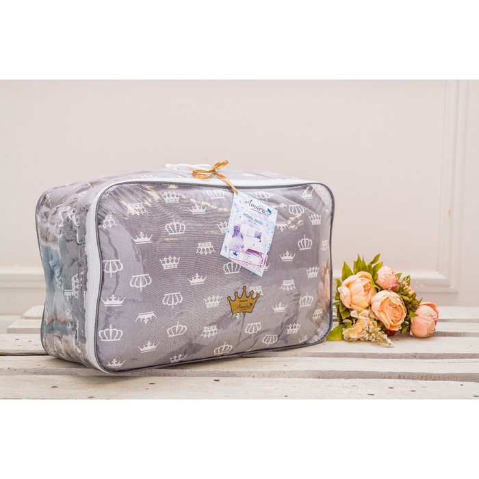 Комплект в кроватку Royal Baby, 18 предметов, бязь, серый