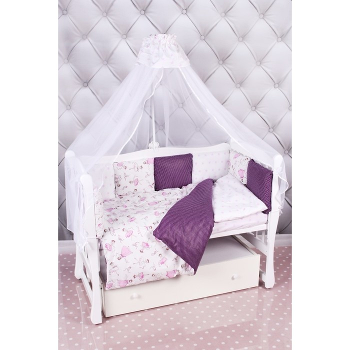 Комплект в кроватку «Амели», 18 предметов, бязь, вишня/белый