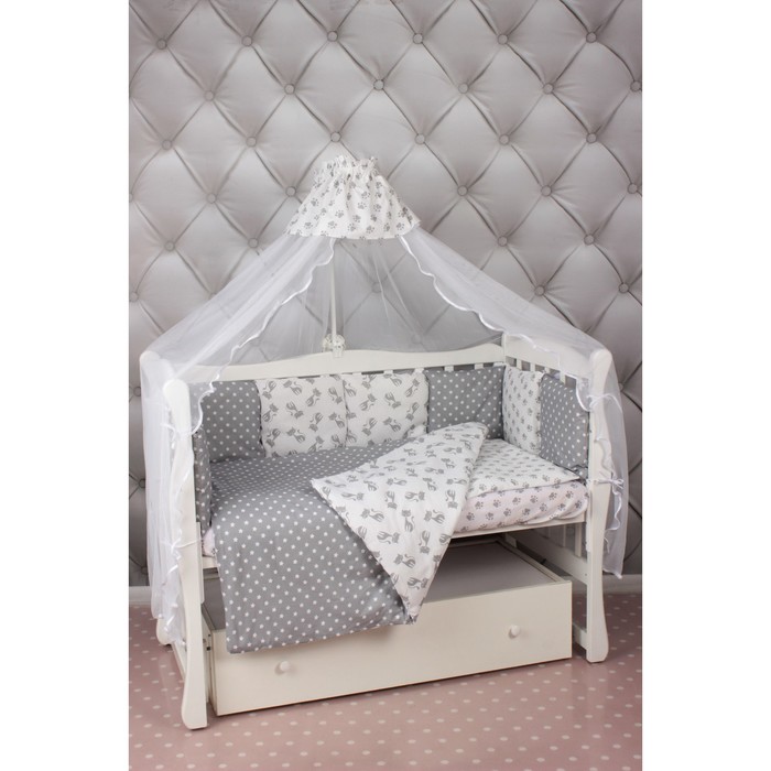 Комплект в кроватку «Мимими», 18 предметов, бязь, серый