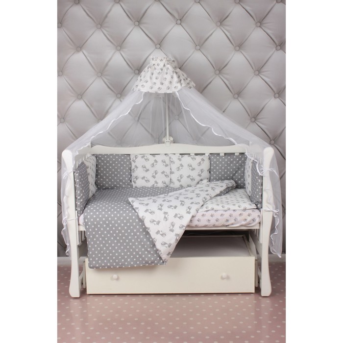 Комплект в кроватку «Мимими», 18 предметов, бязь, серый