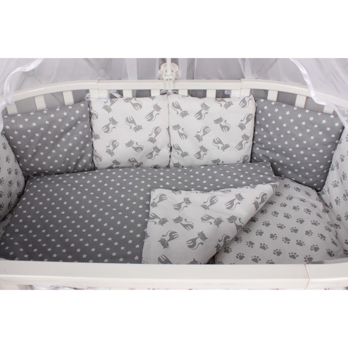 Комплект в кроватку «Мимими», 18 предметов, бязь, серый