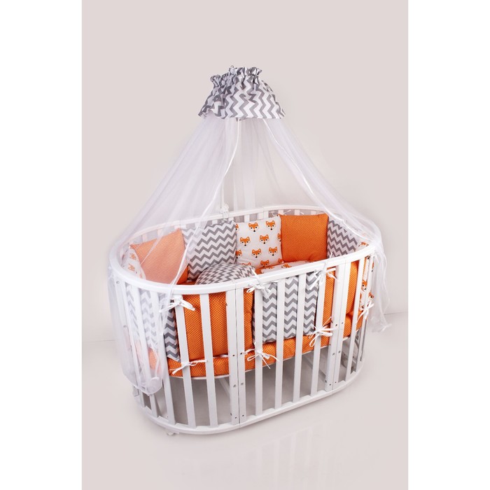 Комплект в кроватку Lucky, 19 предметов, поплин/бязь, оранжевый