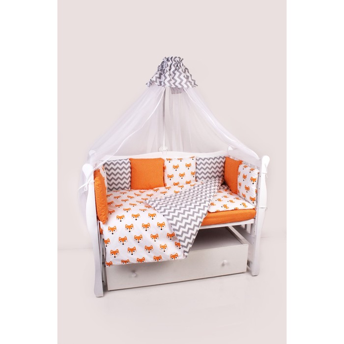 Комплект в кроватку Lucky, 19 предметов, поплин/бязь, оранжевый