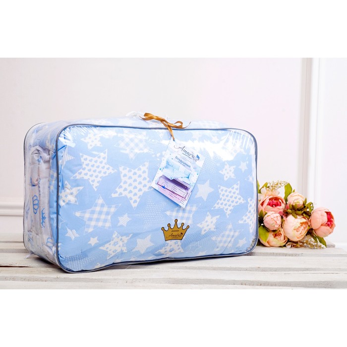 Комплект в кроватку «Воздушный», 19 предметов, бязь, голубой