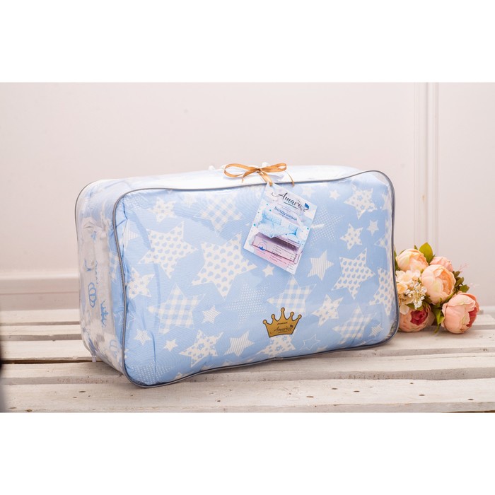 Комплект в кроватку «Воздушный», 19 предметов, бязь, голубой