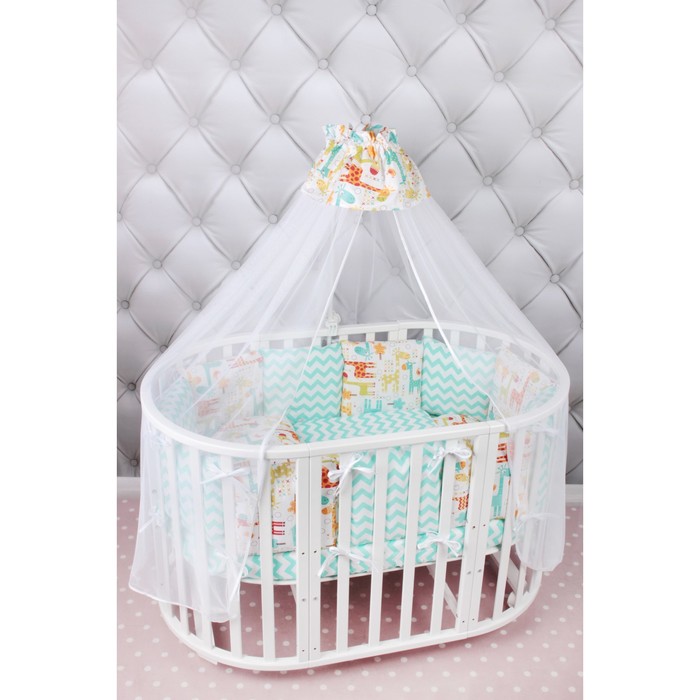 Комплект в кроватку «Фаворит», 19 предметов, поплин/бязь, бирюзовый/оранжевый