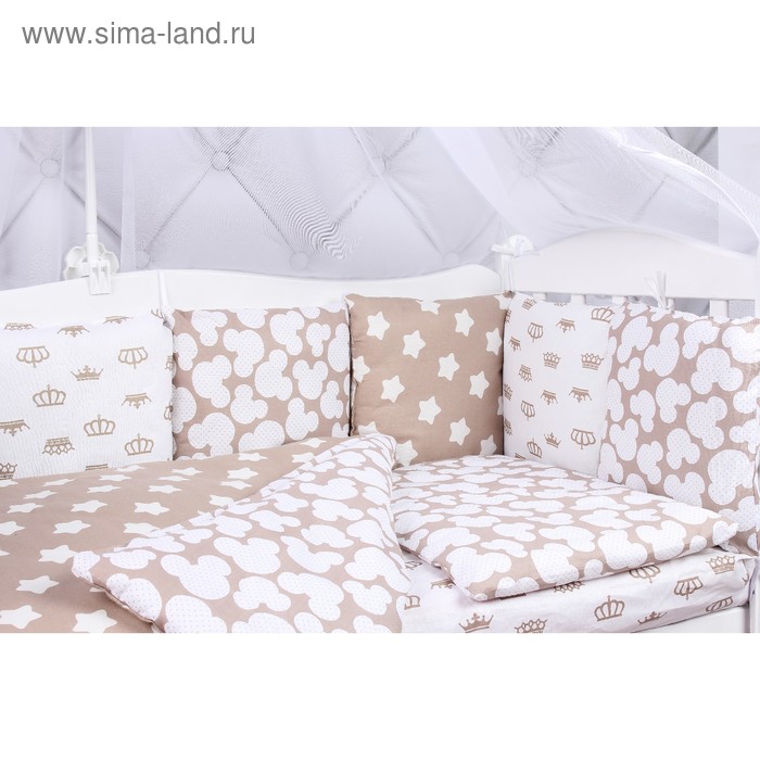 Борт в кроватку Soft, 12 предметов коричневый, бязь amarobaby комплект в кроватку soft 19 предметов коричневый белый