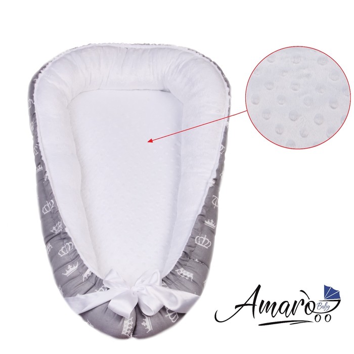 Гнёздышко-кокон Prestige Baby, размер 35×65 см, серый/белый