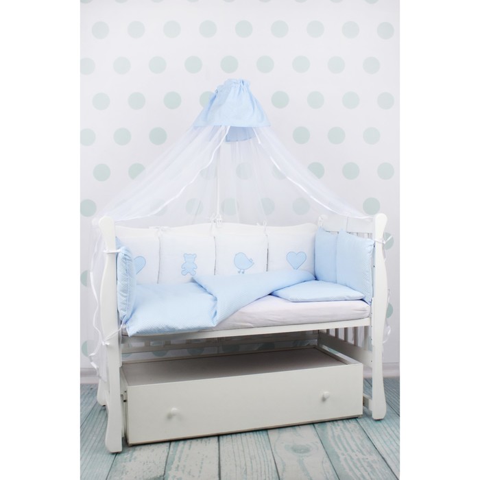 Комплект в кроватку Premium Кроха, 18 предметов, голубой