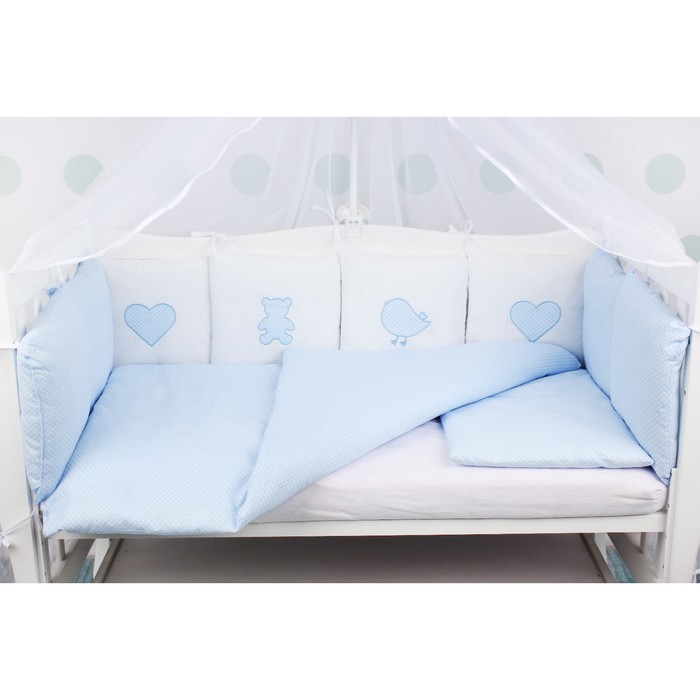Комплект в кроватку Premium Кроха, 18 предметов, голубой