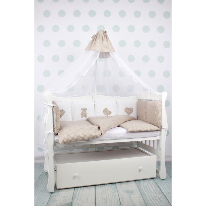 Комплект в кроватку Premium Кроха, 18 предметов, кофе